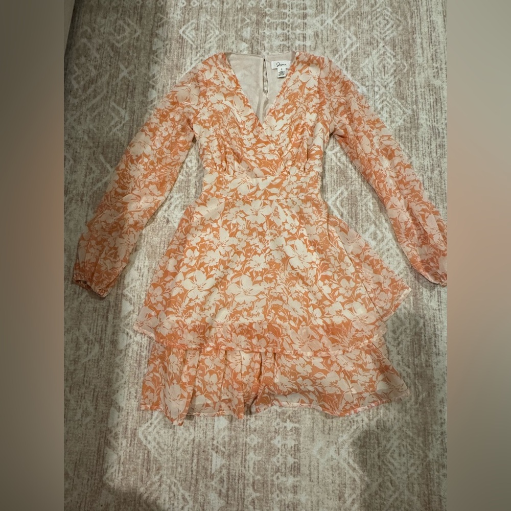 Japna Orange Floral Long Sleeve Dress